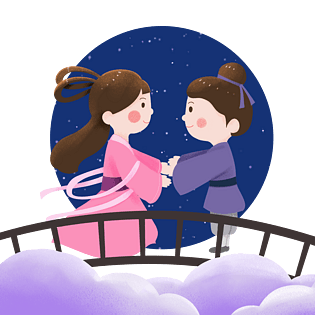 七夕手绘牛郎织女插画