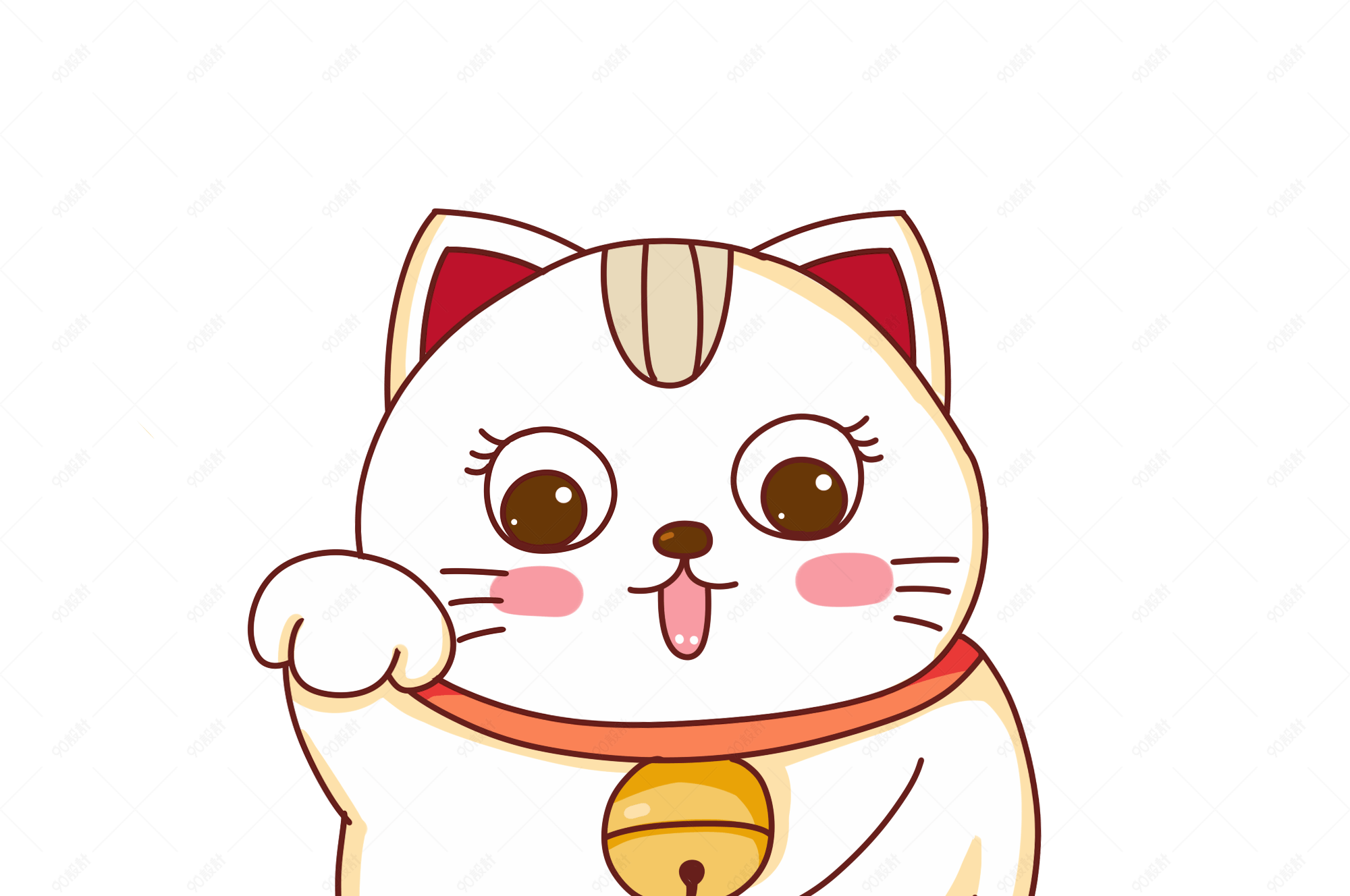 手绘萌吗猫可爱卡通招财猫