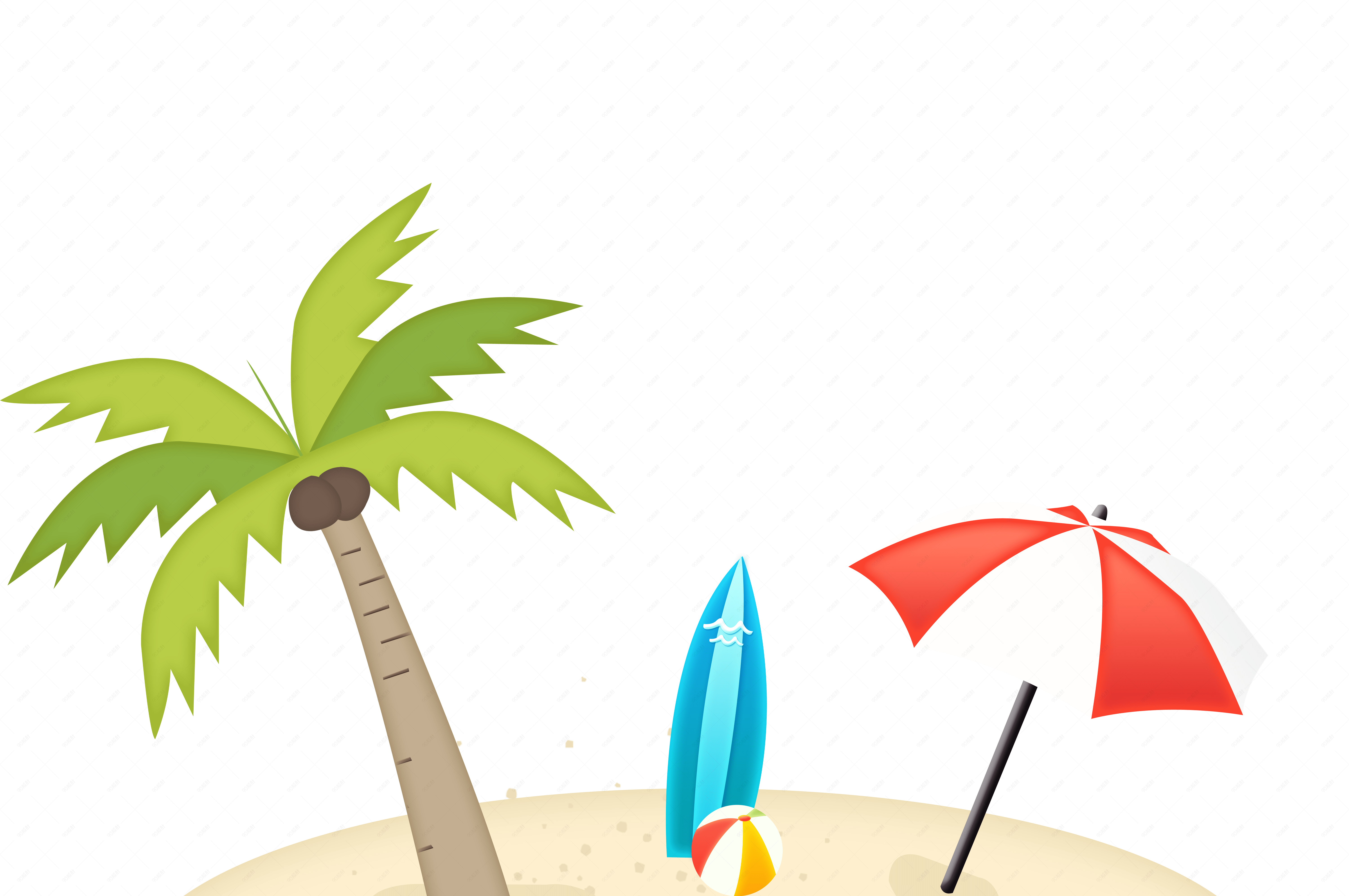 矢量夏天夏季清凉节遮阳伞沙滩椰子树psd