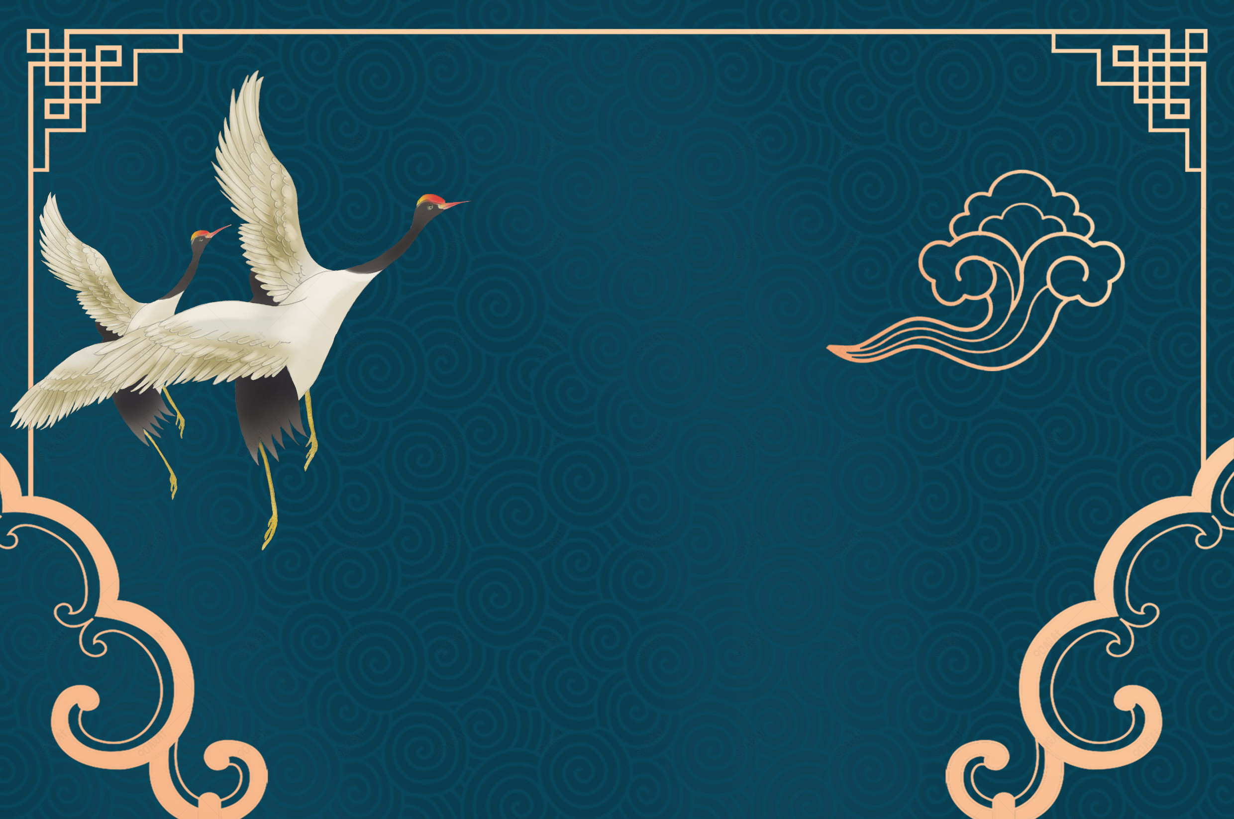 文艺复古中国风祥云广告设计背景