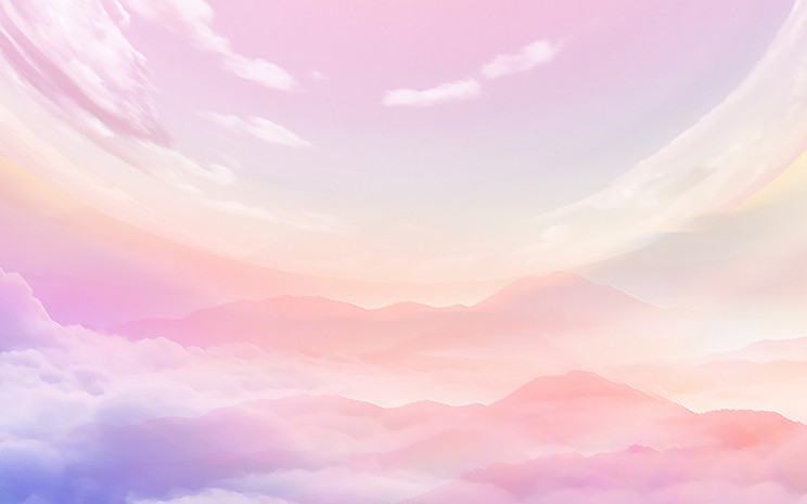 卡通手绘粉色渐变天空云层海报背景图