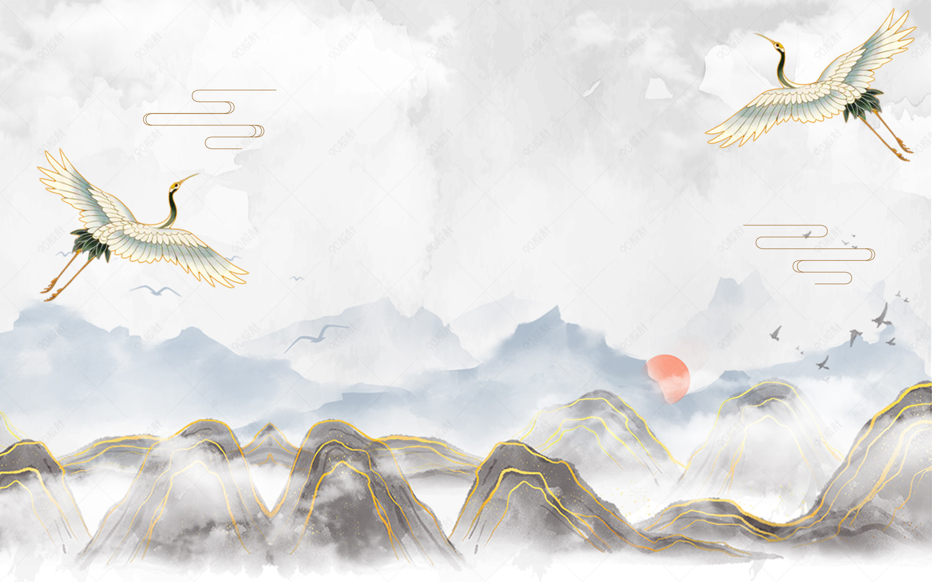 文艺复古淡雅中国风海报ppt背景