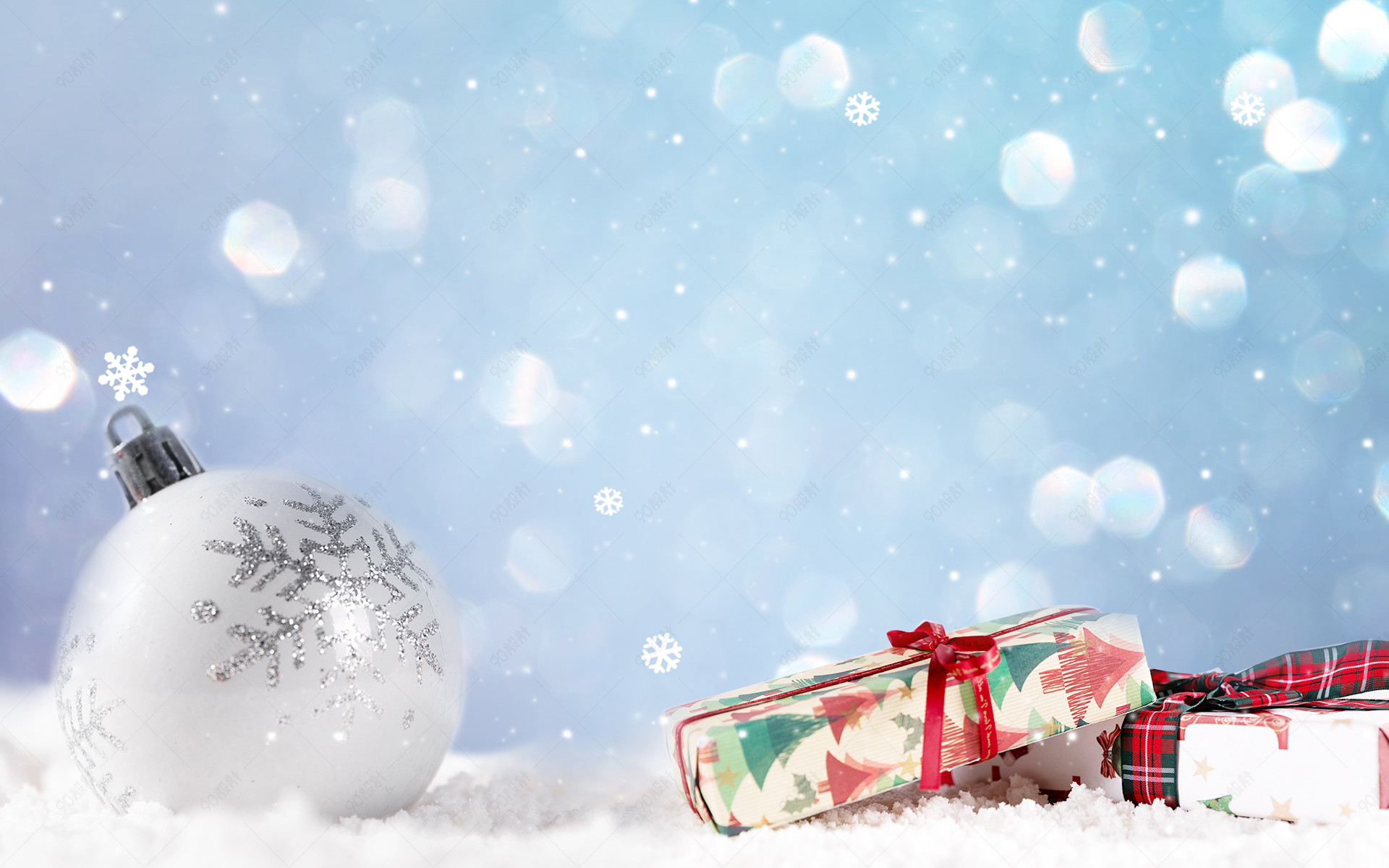 圣诞节签约大气浪漫雪花海报贺卡背景图