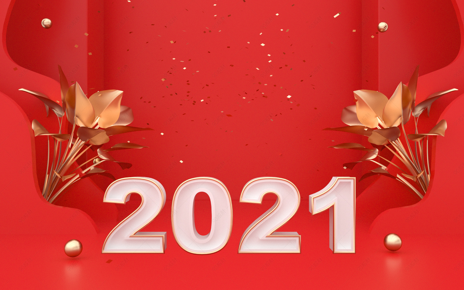 2021红色新年壁纸图片