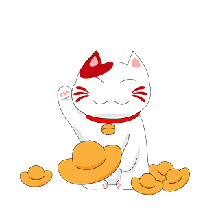卡通招财猫元宝手绘发财png