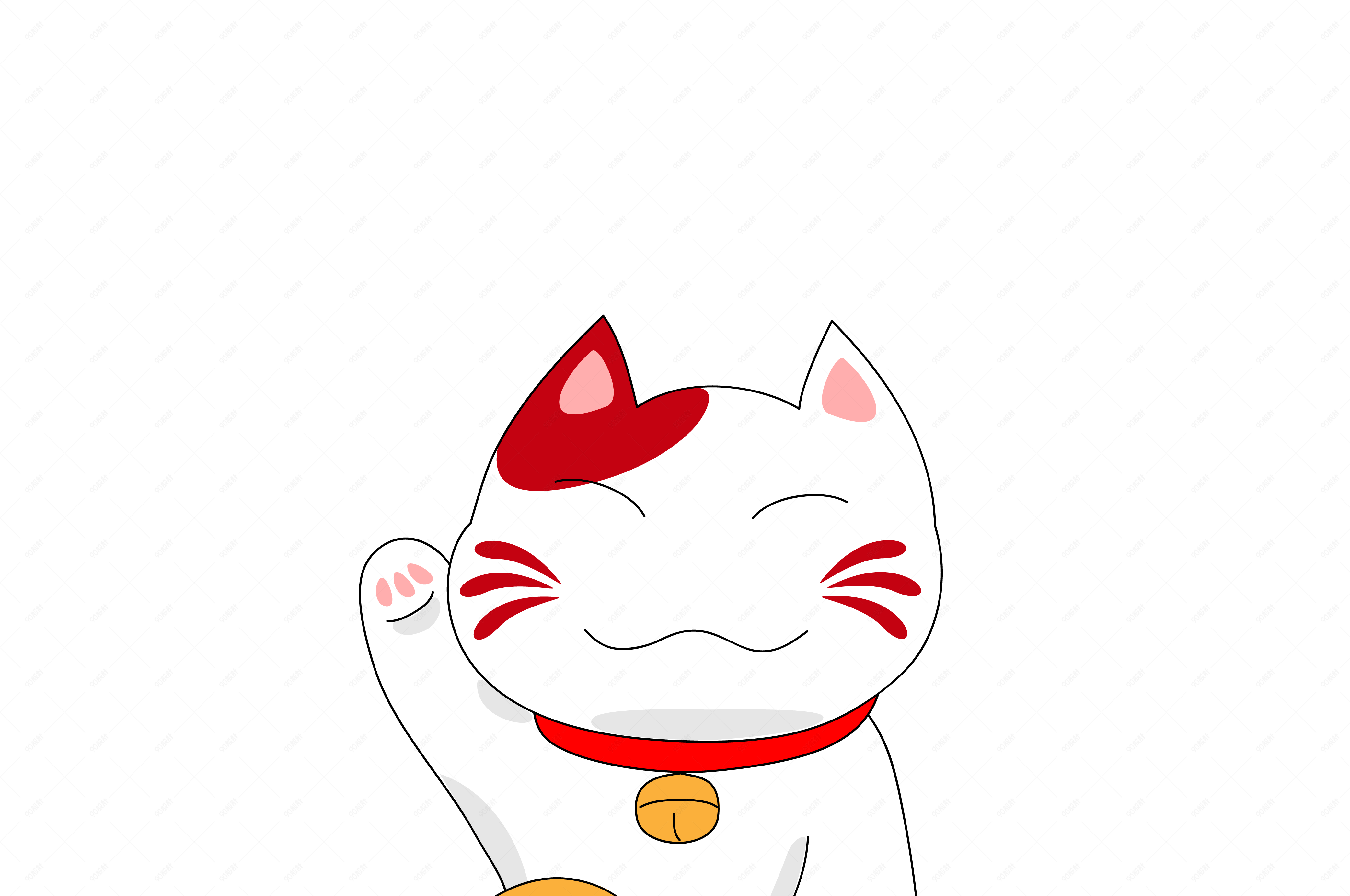 卡通招财猫元宝手绘发财png