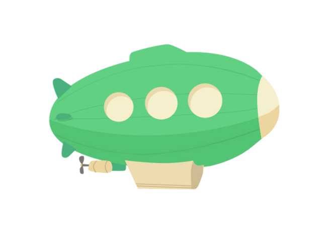 卡通绿色飞艇飞船