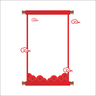 红色卷轴边框中国风祥云