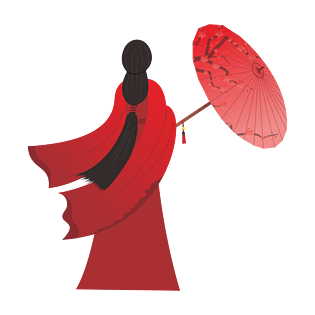 古风美女背影红衣少女油纸伞