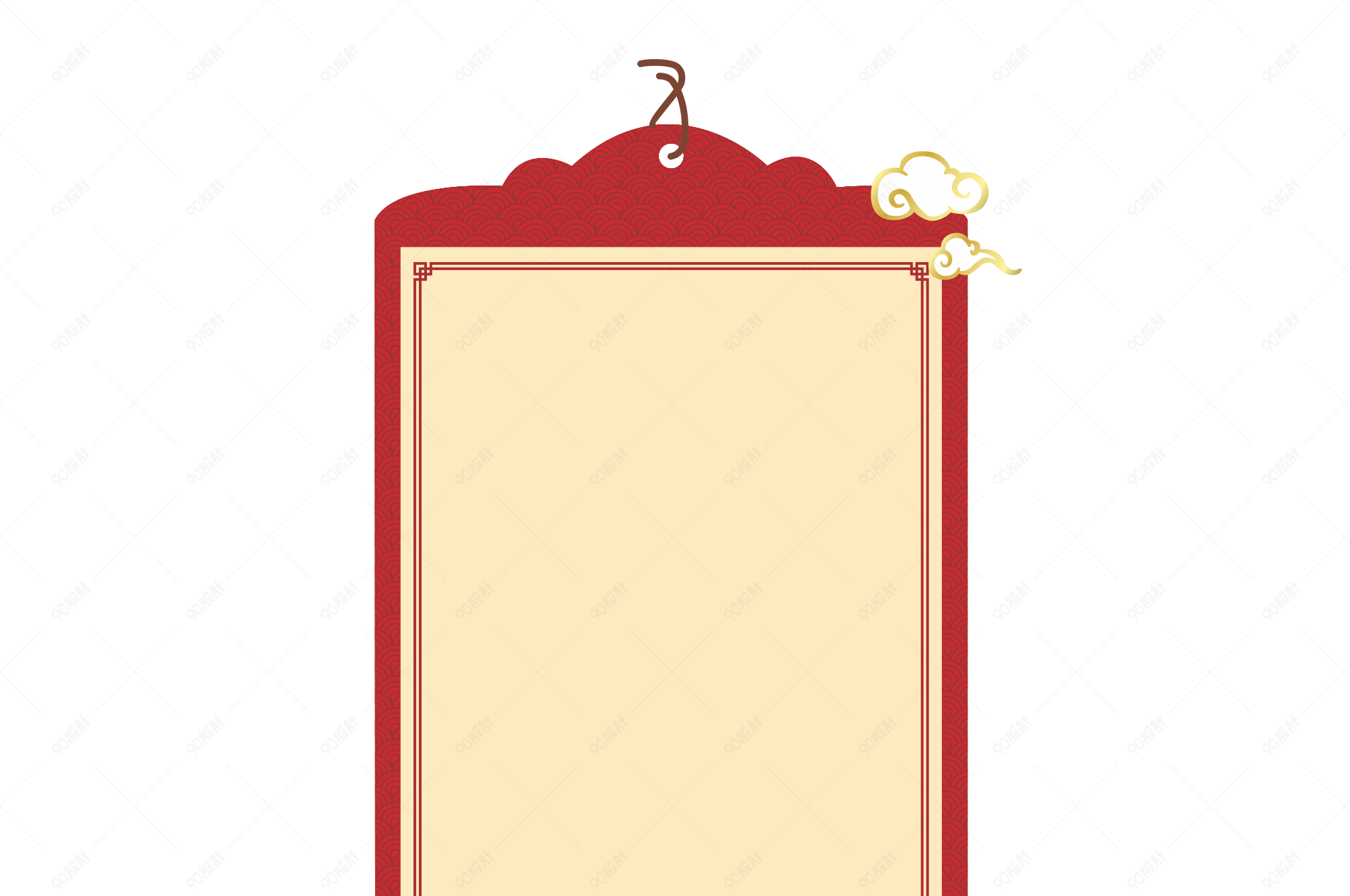 抽签中国风红色边框祥云挂坠