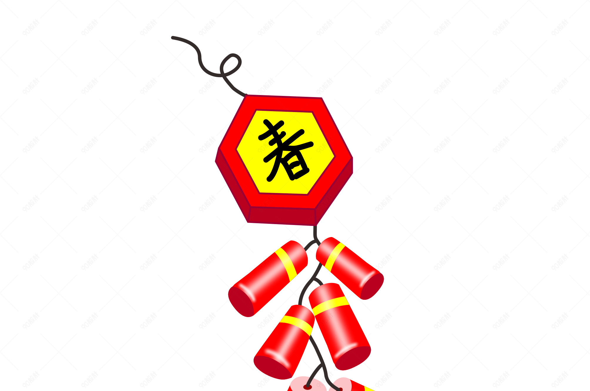 鞭炮矢量手绘春节素材喜庆中国新年