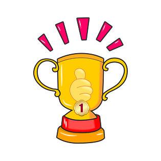 奖杯卡通矢量手绘可改色第一名