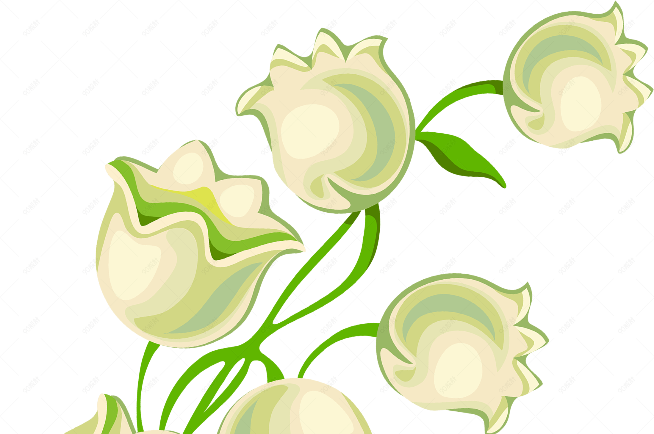 白色卡通铃兰花朵春天