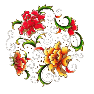 中国风牡丹团花装饰