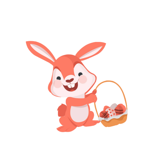 矢量图手绘复活节兔子吊牌