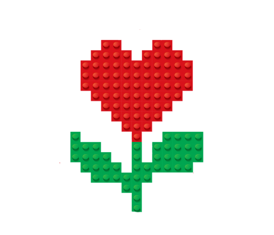 积木拼成长的心形花朵pngpsd2000*2000心形素材手绘可爱卡通小爱心