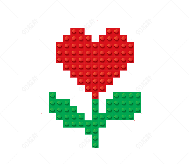 乐高积木拼成长的心形花朵