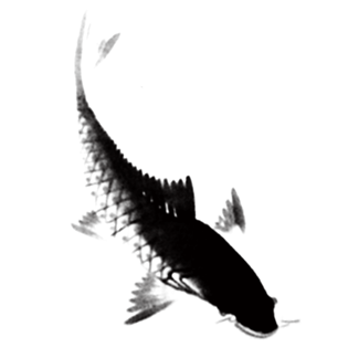 水墨鱼pngpsd2000*2000国画水墨效果墨黑笔刷素材元素设计pngpsd2000*