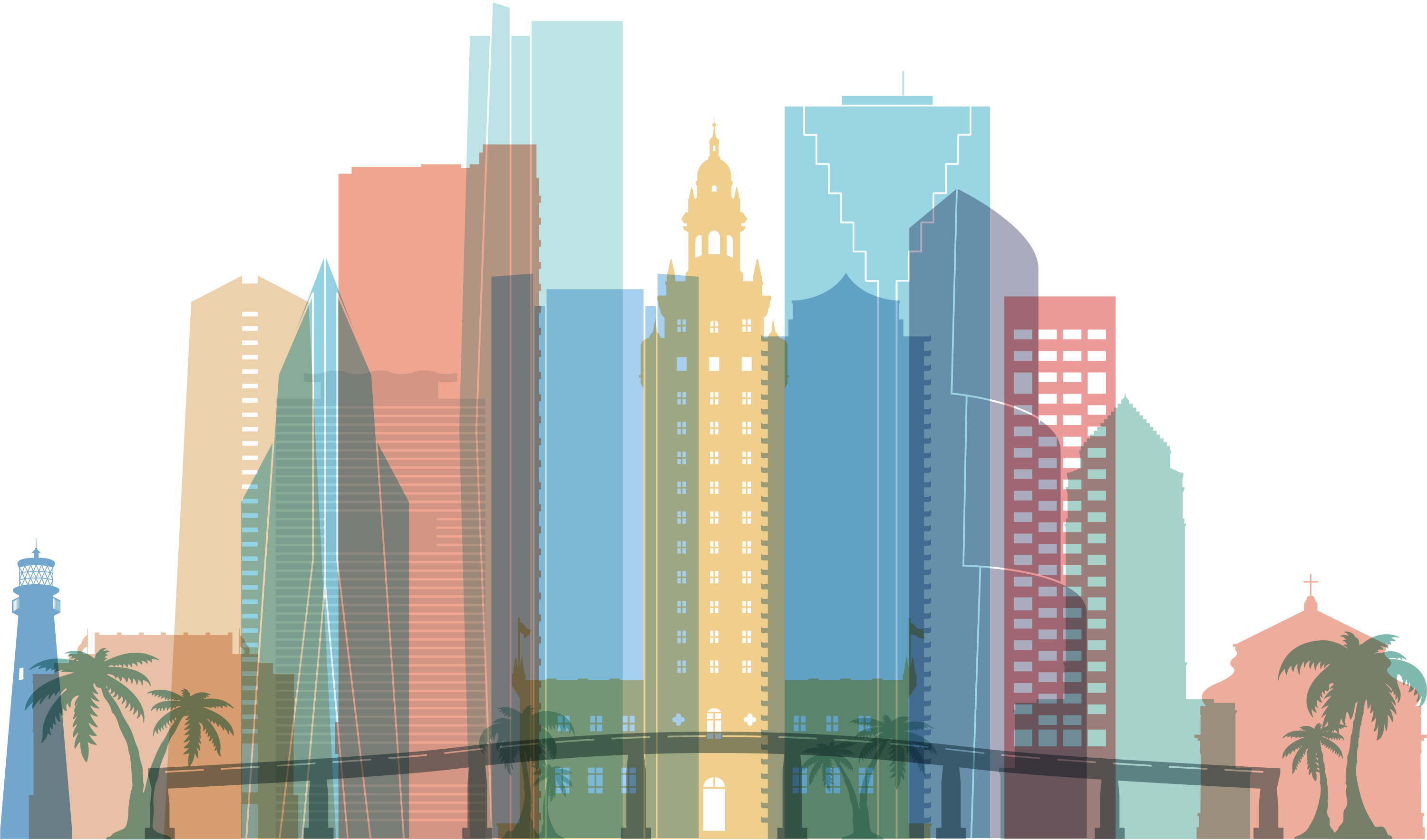 彩色楼房边框纹理图片