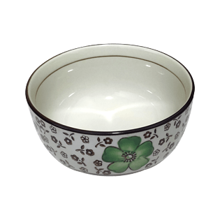 高档陶瓷碗绿色印花png