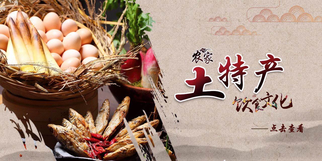 淘宝中国风农家土特产全屏海报psd模板