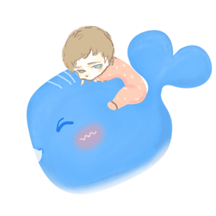 手绘可爱鲸鱼宝宝png素材