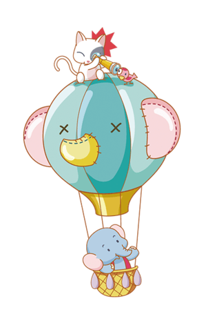 矢量氢气球元素pngpsd2000*2000卡通手绘可爱小动物小白兔胡萝卜png