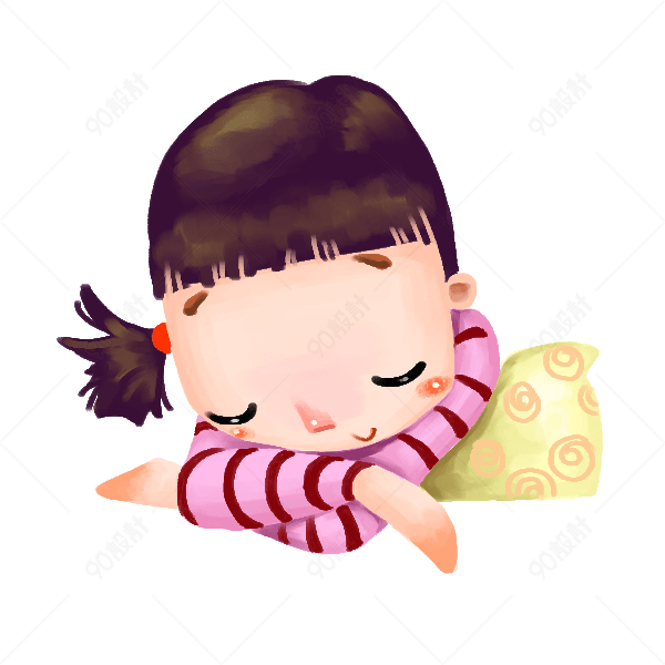 手绘正在睡觉的小女生元素