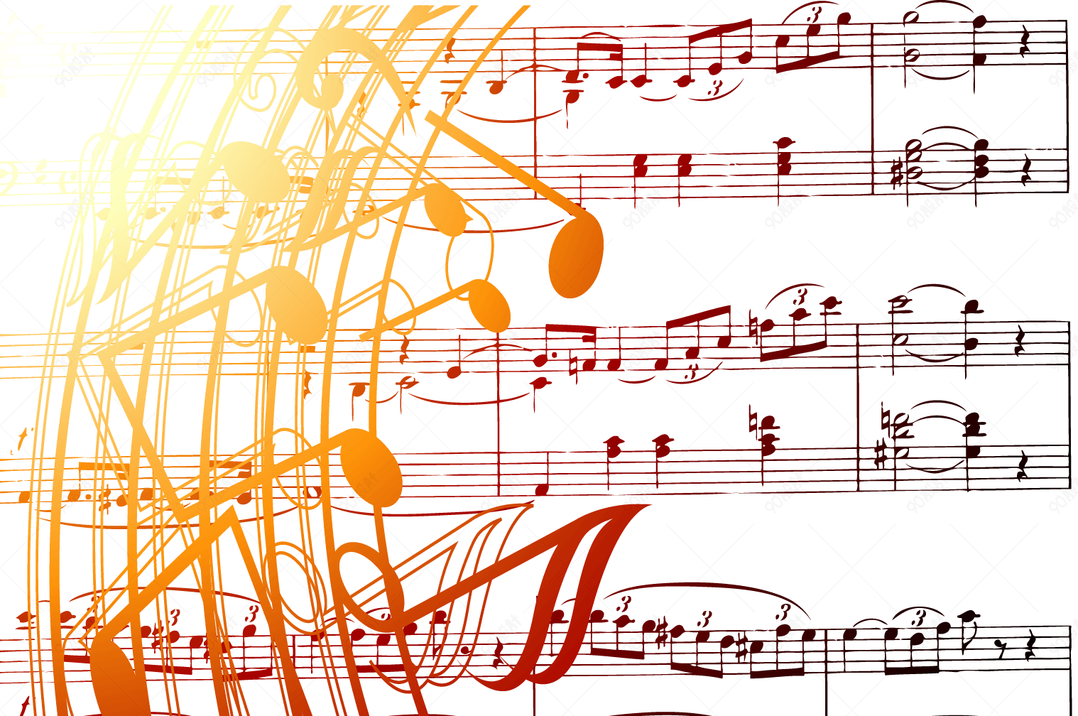 五线谱与音符背景素材