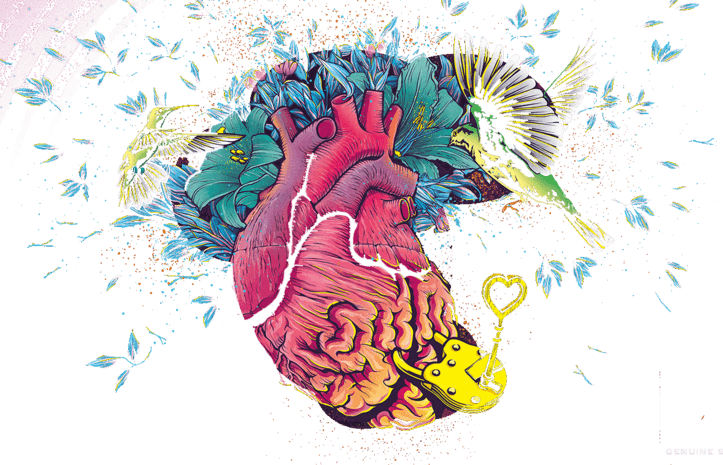 创意彩绘花朵心脏图