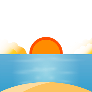 扁平海上日出图