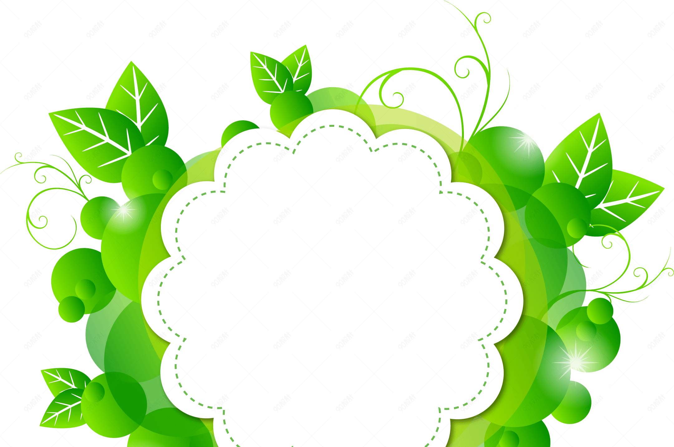 绿色植物文本框素材