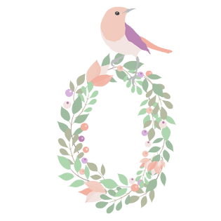 植物绿叶花朵数字0