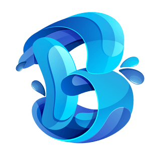 蓝色海浪效果立体字母b