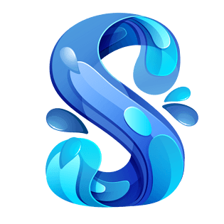 蓝色海浪立体字母s