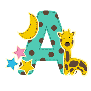 彩色时尚个性几何拼接英文字母apngpsd2000*2000卡通猫头鹰英文字母a