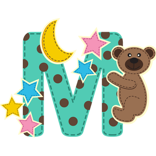 可爱卡通夜晚玩具字母m