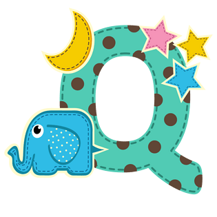 可爱卡通夜晚玩具字母q