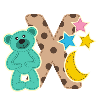 可爱卡通夜晚玩具字母x