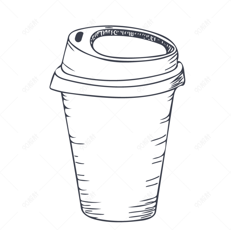 手绘线稿奶茶杯