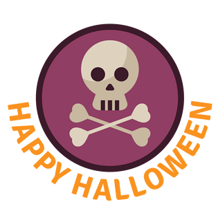 万圣节恐怖骷髅头标签