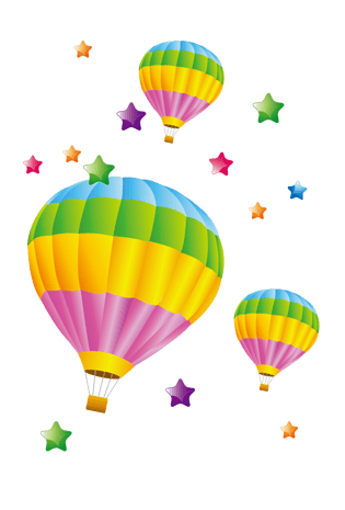 彩色热气球与星星