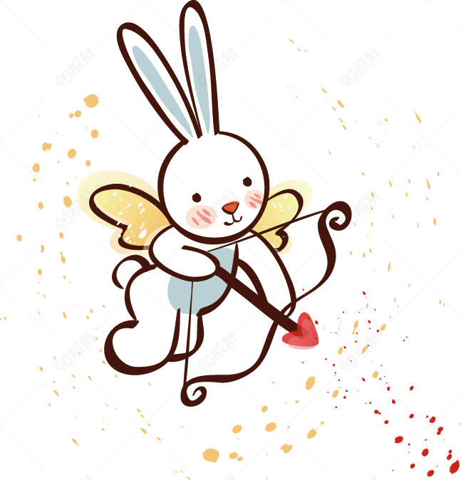 带着翅膀射爱心箭的兔子