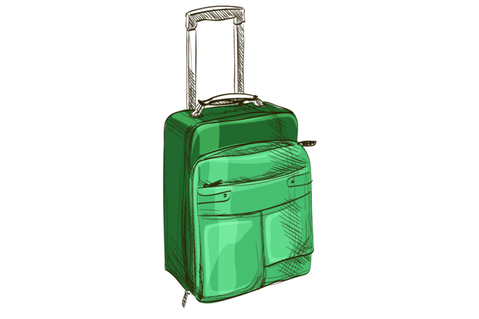 手绘素描拉杆箱