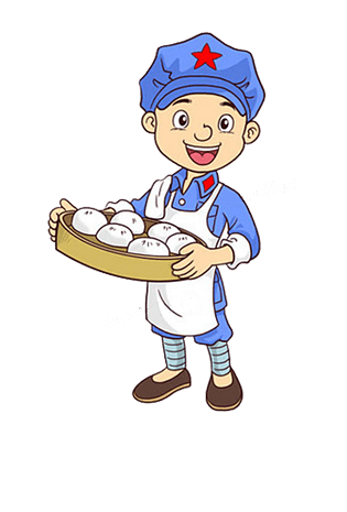 厨师美食蒸包子pngpsd2000*2000猪排饭一笼包子卡通手