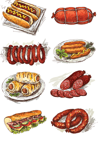 矢量手绘火腿