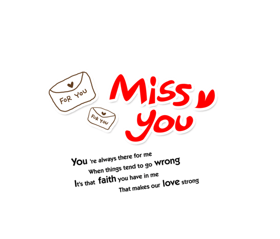 红色miss you小标题