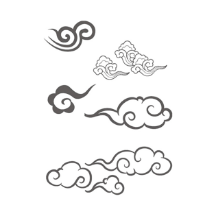 多款黑色祥云剪影线稿
