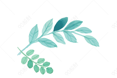手绘青色树叶【免抠元素png-90设计网