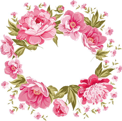 粉玫瑰花环水彩手绘装饰元素